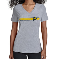 Indiana Pacers Starter Women's Team Stripe V-Neck T-Shirt - Gray outlet