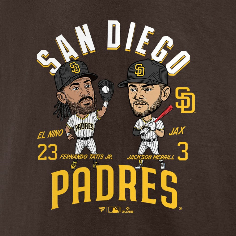 Fernando Tatis Jr. & Jackson Merrill San Diego Padres Player Duo T-Shirt - Brown