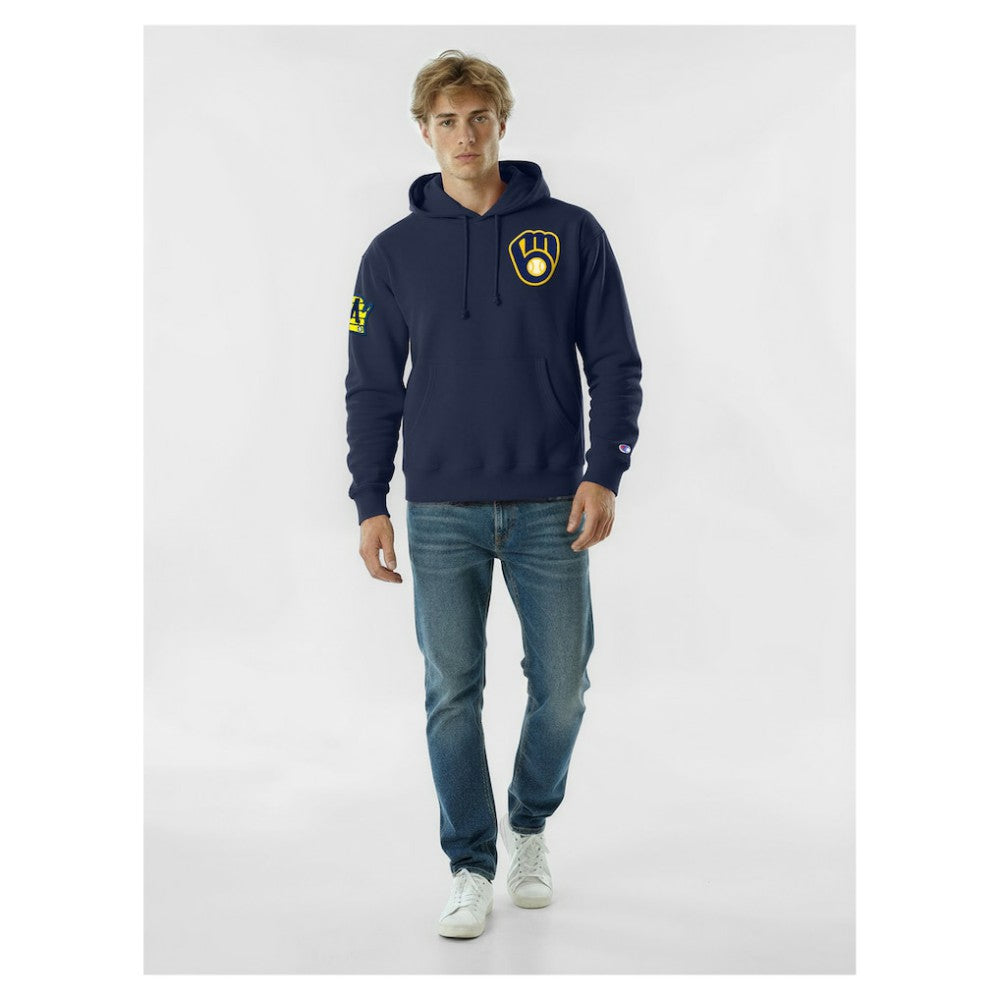 Milwaukee Brewers Champion Reverse Weave Chenille Hoodie - Navy