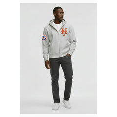New York Mets Champion Reverse Weave Chenille Full-Zip Hoodie - Gray