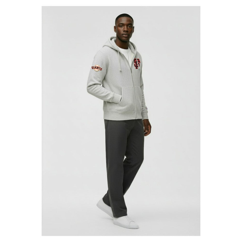 San Francisco Giants Champion Reverse Weave Chenille Full-Zip Hoodie - Gray
