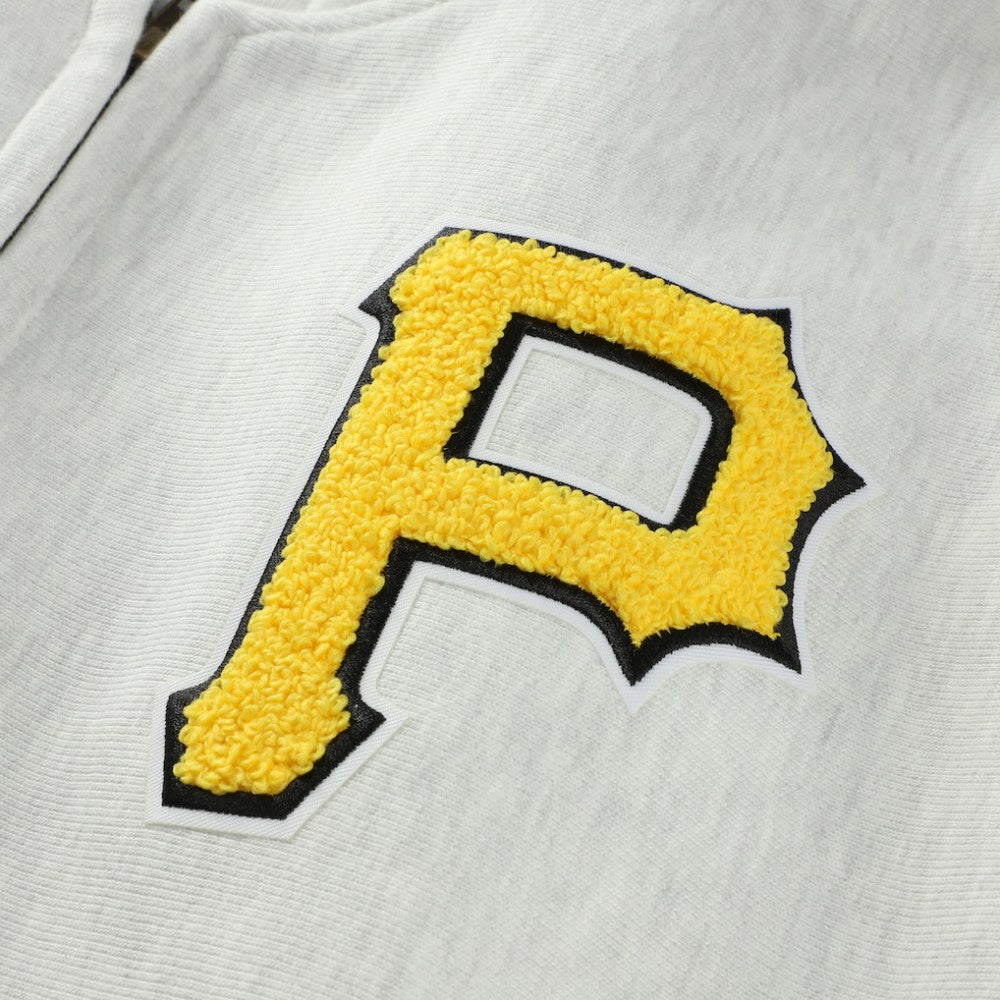 Pittsburgh Pirates Champion Reverse Weave Chenille Full-Zip Hoodie - Heather Gray