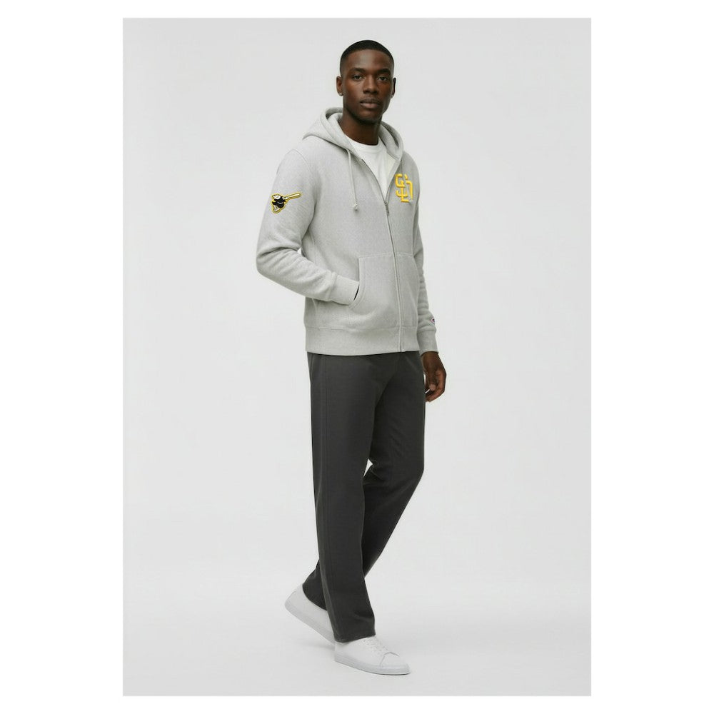 San Diego Padres Champion Reverse Weave Chenille Full-Zip Hoodie - Gray