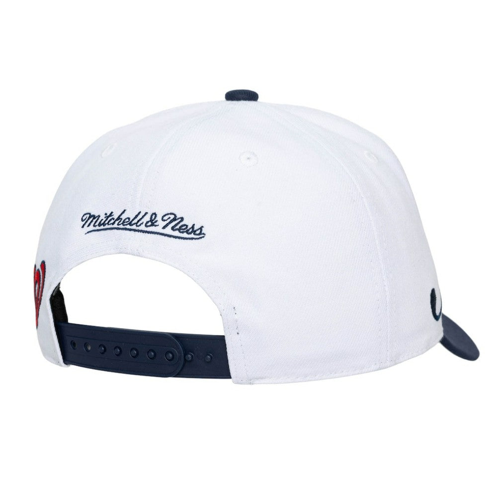 Washington Nationals Unisex XL Script Pro Crown Adjustable Hat - White/Navy | Mitchell & Ness
