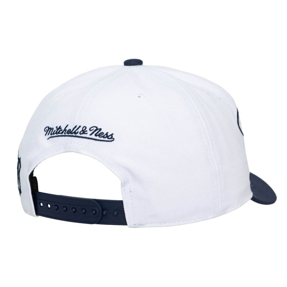 Detroit Tigers Unisex XL Script Pro Crown Snapback Hat - White/Navy | Mitchell & Ness