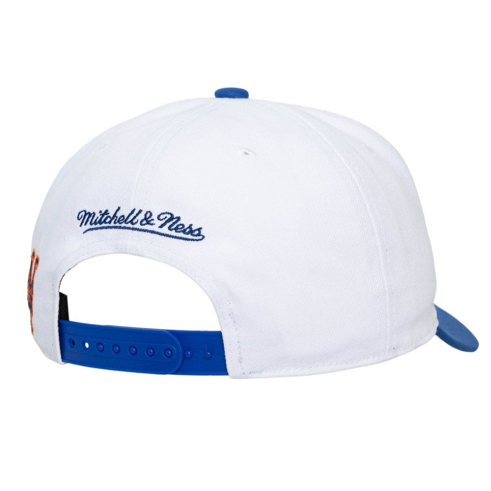 New York Mets Unisex XL Script Pro Crown Snapback Hat - White/Royal | Mitchell & Ness