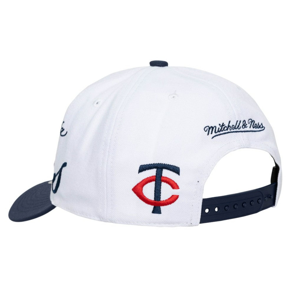 Minnesota Twins Unisex XL Script Pro Crown Adjustable Hat - White/Navy | Mitchell & Ness
