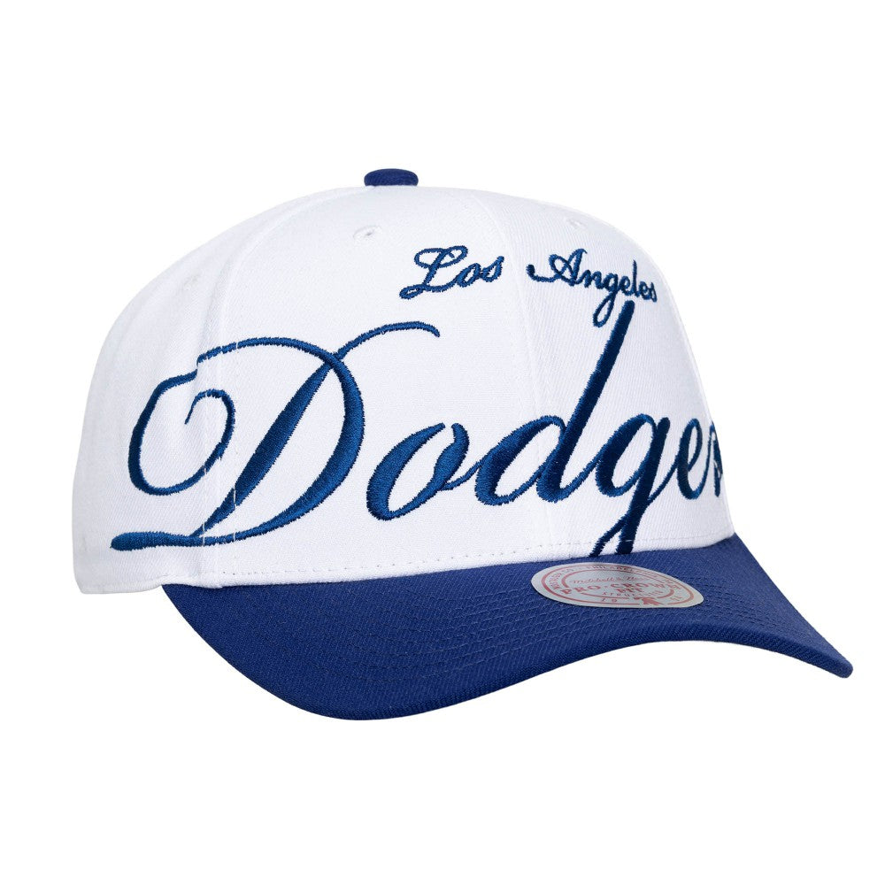 Los Angeles Dodgers Unisex XL Script Pro Crown Snapback Hat - White/Royal | Mitchell & Ness