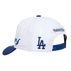Los Angeles Dodgers Unisex XL Script Pro Crown Snapback Hat - White/Royal | Mitchell & Ness