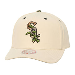 Chicago White Sox Unisex Camo Logo Pro Crown Snapback Hat - Cream | Mitchell & Ness