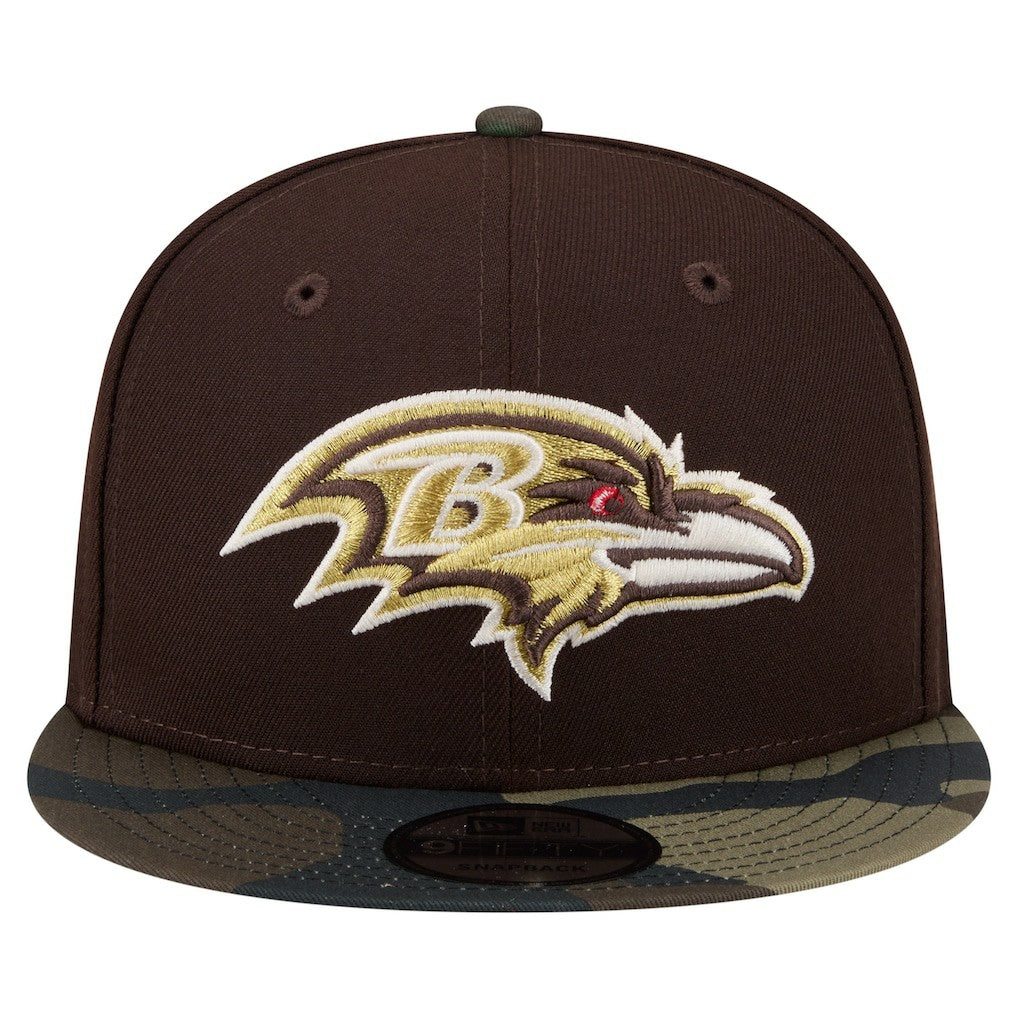 NFL Baltimore Ravens Adult Burnt Wood Camo 9FIFTY Snapback Hat