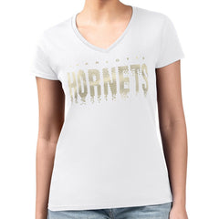 Charlotte Hornets G-III 4Her by Carl Banks Women's Super-Slim-Fit Metallic Drop Lightweight V-Neck T-Shirt - White discount