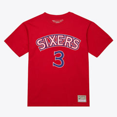 Allen Iverson Philadelphia 76ers Unisex Hardwood Classics Name & Number T-Shirt - Red | Mitchell & Ness sale