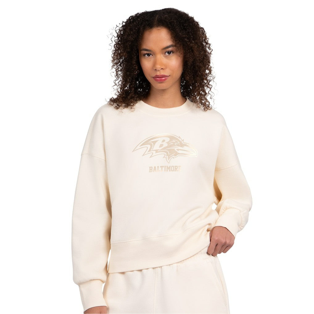 NFL Baltimore Ravens Starter Women's Travel Pastels Boxy Fleece Sweatshirt