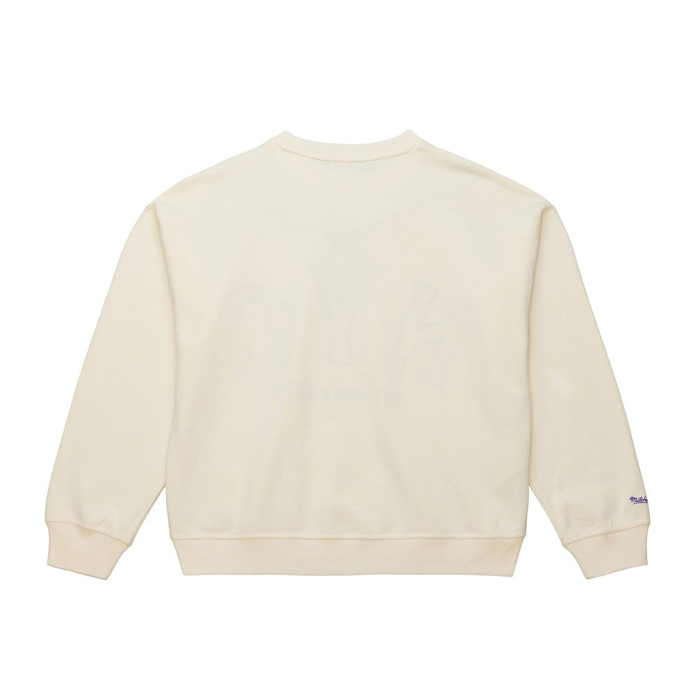 New York Mets Women's Premium Oversized Crewneck Sweatshirt - Cream | Mitchell & Ness
