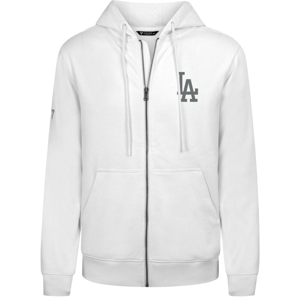 Los Angeles Dodgers Levelwear Podium Chenille Logo Full-Zip Hoodie - White