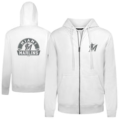 Miami Marlins Levelwear Podium Chenille Logo Full-Zip Hoodie - White