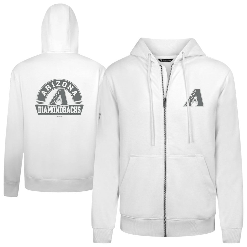 Arizona Diamondbacks Levelwear Podium Chenille Logo Full-Zip Hoodie - White