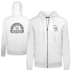 Colorado Rockies Levelwear Podium Chenille Logo Full-Zip Hoodie - White