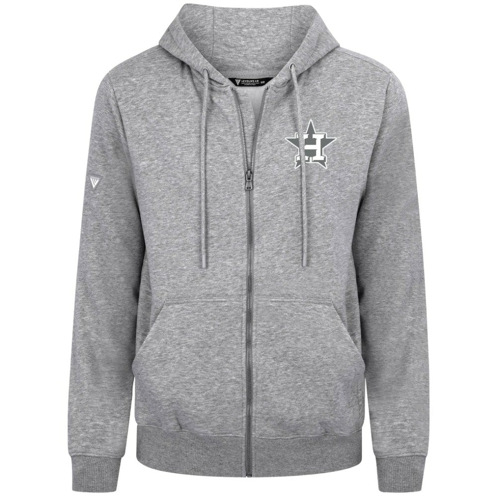 Houston Astros Levelwear Podium Chenille Logo Full-Zip Hoodie - Heather Gray