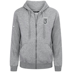 Kansas City Royals Levelwear Podium Chenille Logo Full-Zip Hoodie - Heather Gray