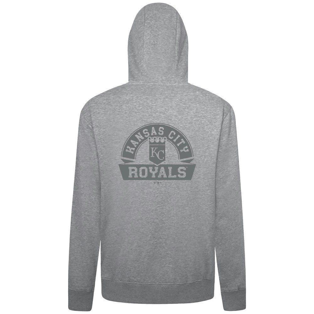 Kansas City Royals Levelwear Podium Chenille Logo Full-Zip Hoodie - Heather Gray