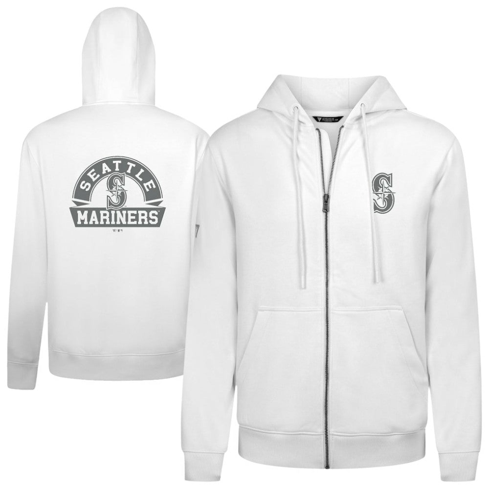 Seattle Mariners Levelwear Podium Banner Arch Full-Zip Hoodie - White