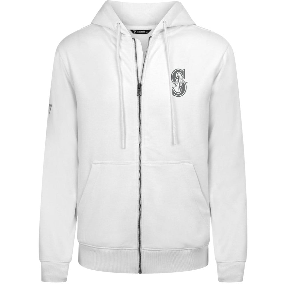 Seattle Mariners Levelwear Podium Banner Arch Full-Zip Hoodie - White