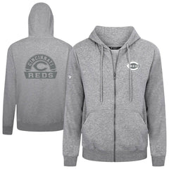Cincinnati Reds Levelwear Podium Banner Arch Full-Zip Hoodie - Heather Gray