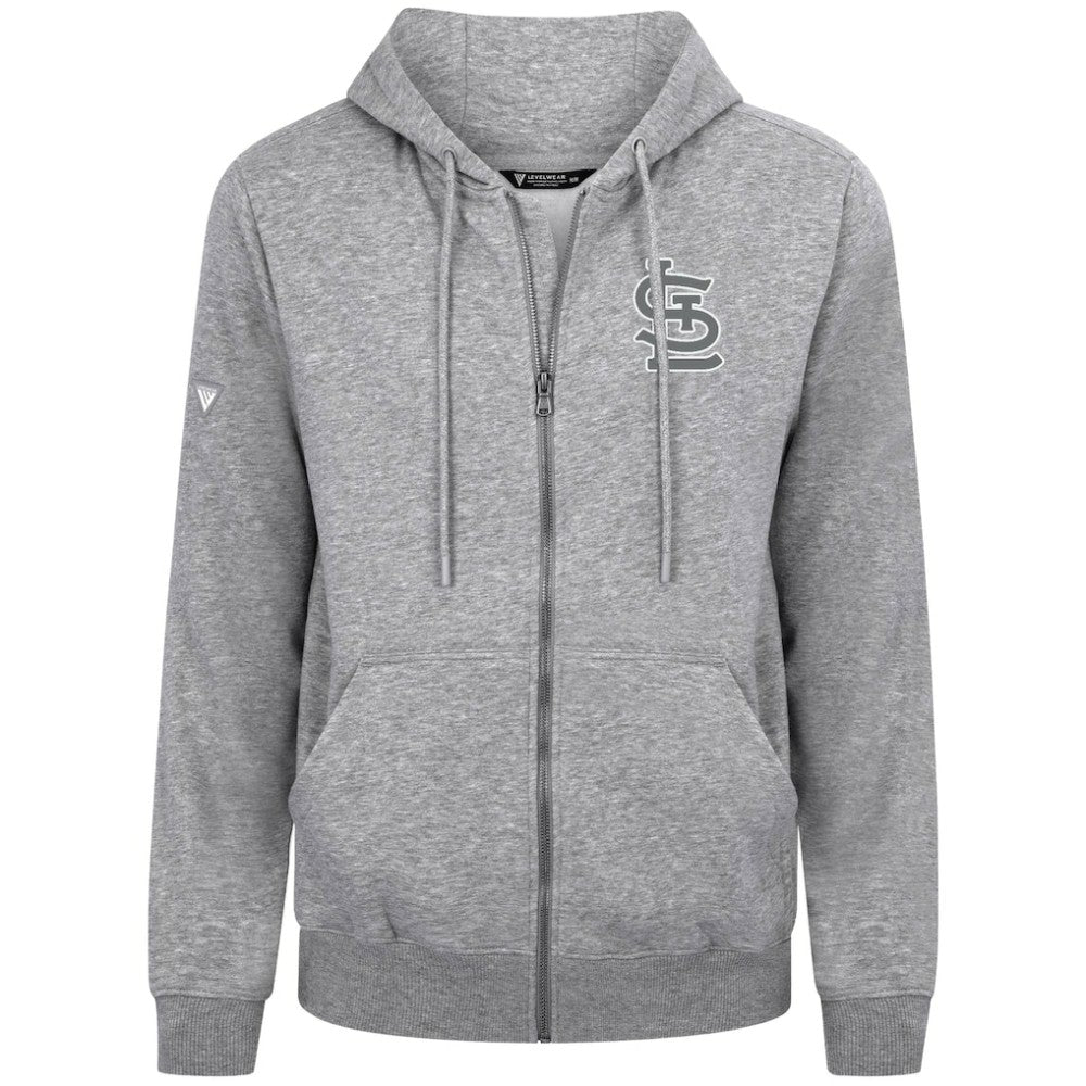 St. Louis Cardinals Levelwear Podium Banner Arch Full-Zip Hoodie - Heather Gray