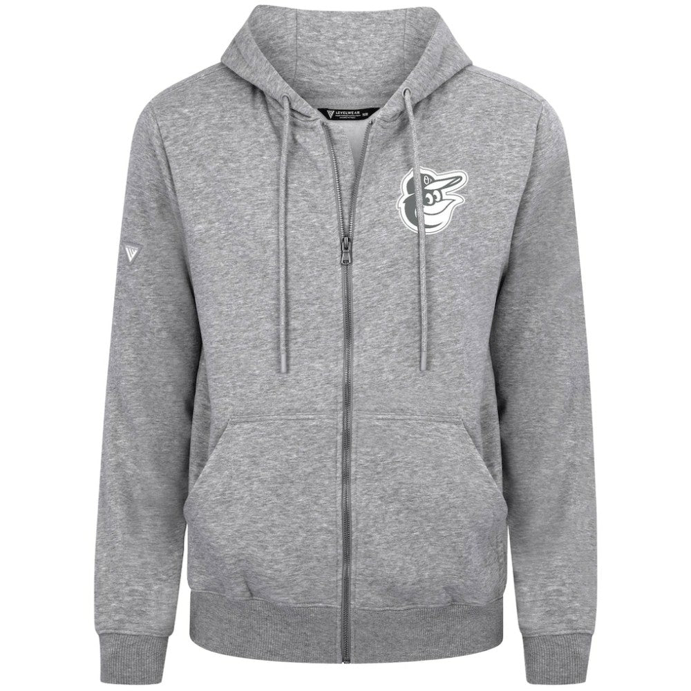 Baltimore Orioles Levelwear Podium Banner Arch Full-Zip Hoodie - Heather Gray
