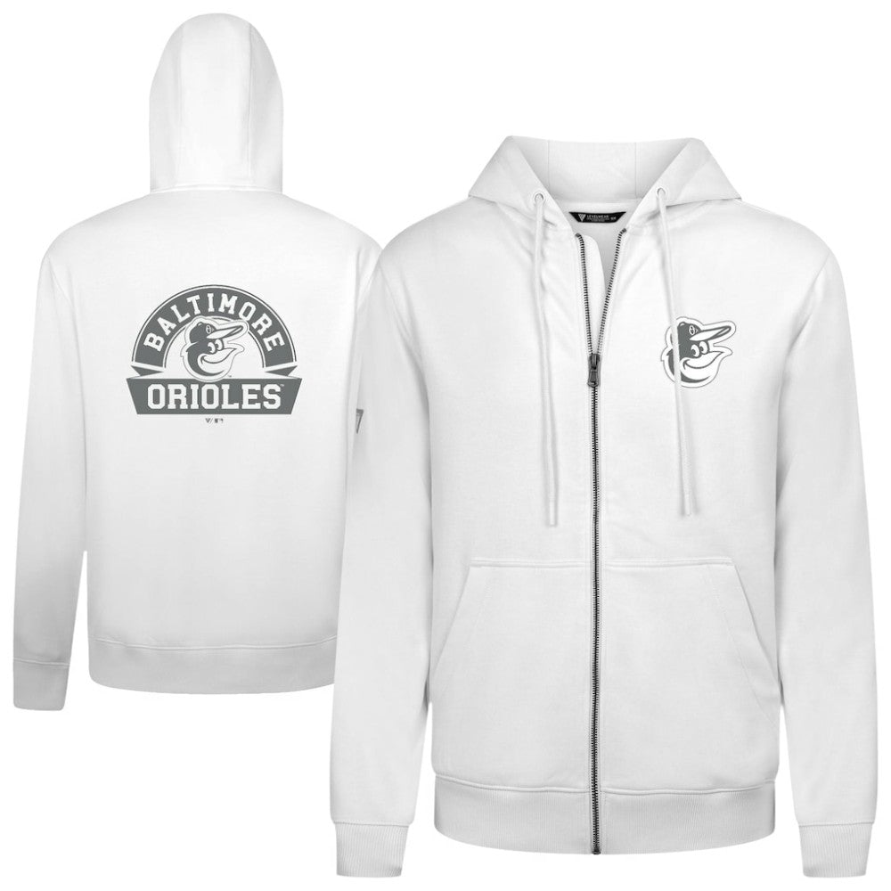 Baltimore Orioles Levelwear Podium Banner Arch Full-Zip Hoodie - White