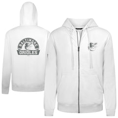 Baltimore Orioles Levelwear Podium Banner Arch Full-Zip Hoodie - White