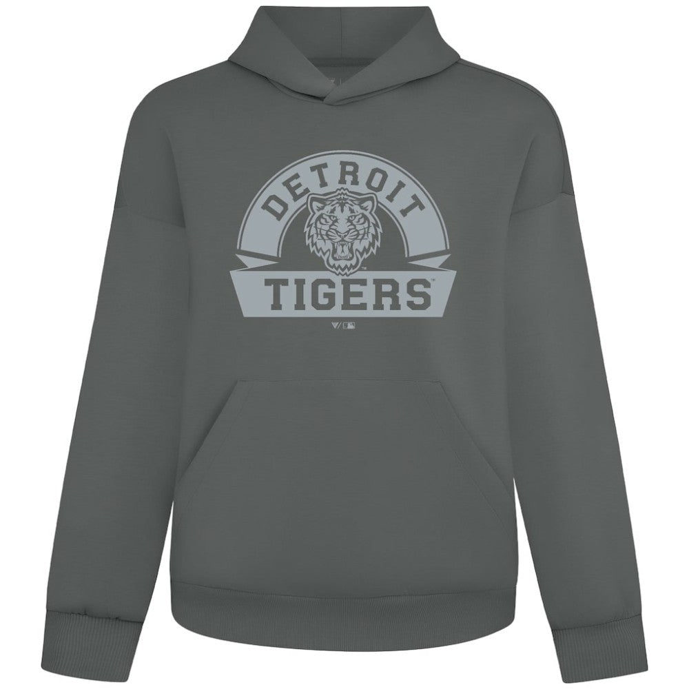 Detroit Tigers Levelwear Luxe Signature Banner Arch Tri-Blend Hoodie - Gray