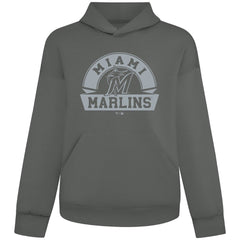 Miami Marlins Levelwear Luxe Signature Banner Arch Tri-Blend Hoodie - Gray