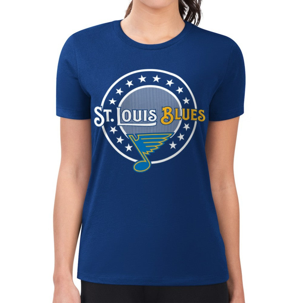 St. Louis Blues G-III 4Her by Carl Banks Women's Super-Slim Lightweight Pinstripe Circle Graphic T-Shirt