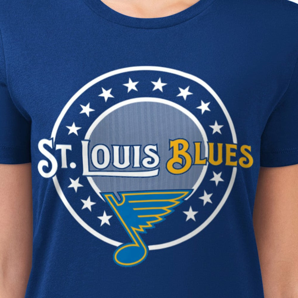 St. Louis Blues G-III 4Her by Carl Banks Women's Super-Slim Lightweight Pinstripe Circle Graphic T-Shirt