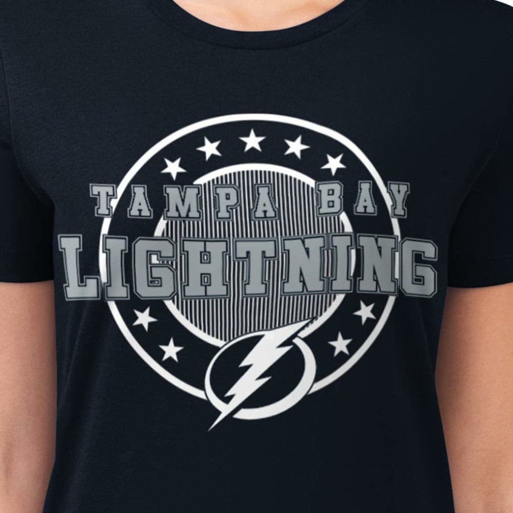 Tampa Bay Lightning G-III 4Her by Carl Banks Women's Super-Slim Lightweight Pinstripe Circle Graphic T-Shirt