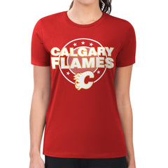 Calgary Flames G-III 4Her by Carl Banks Women's Super-Slim Lightweight Pinstripe Circle Graphic T-Shirt