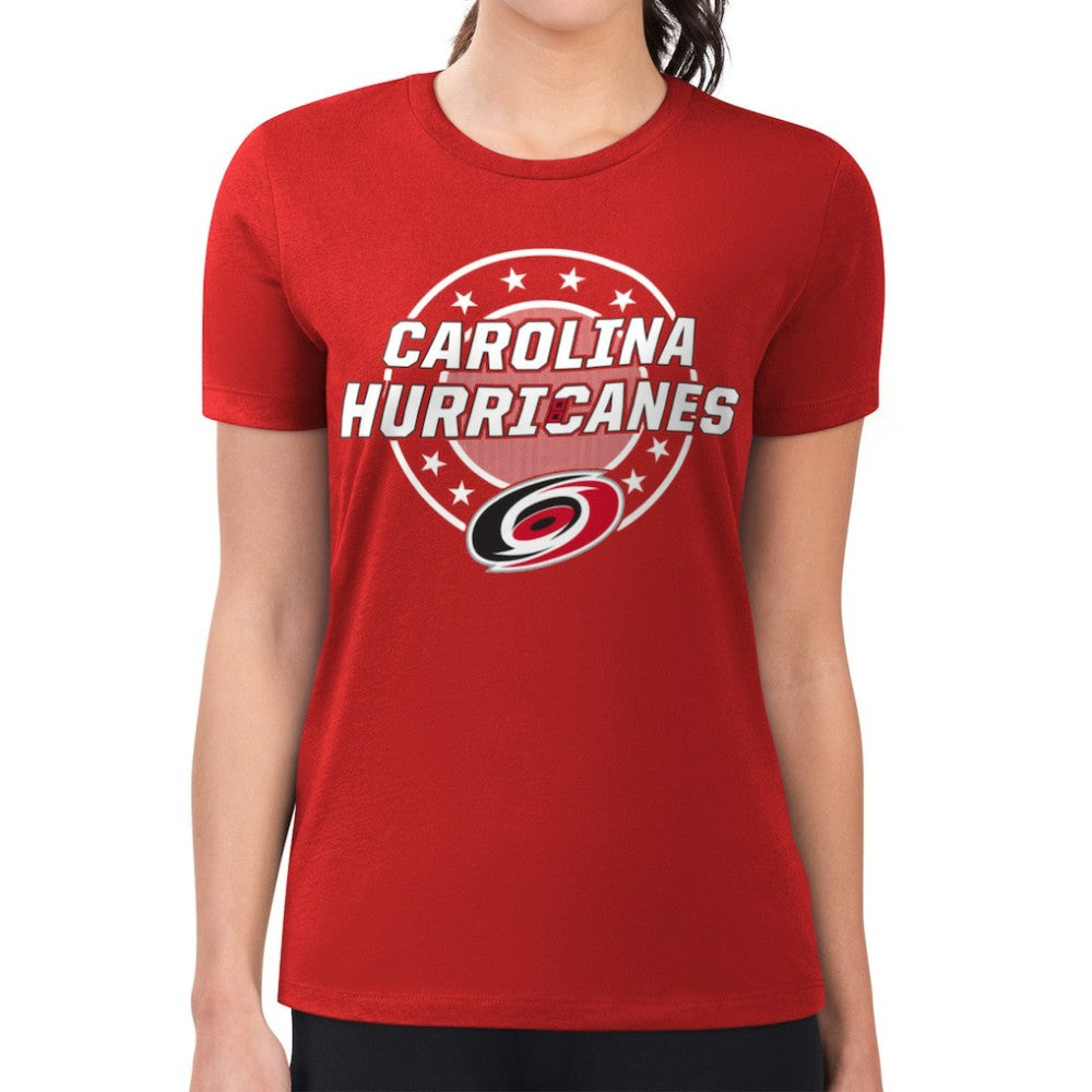 Carolina Hurricanes G-III 4Her by Carl Banks Women's Super-Slim Lightweight Pinstripe Circle Graphic T-Shirt