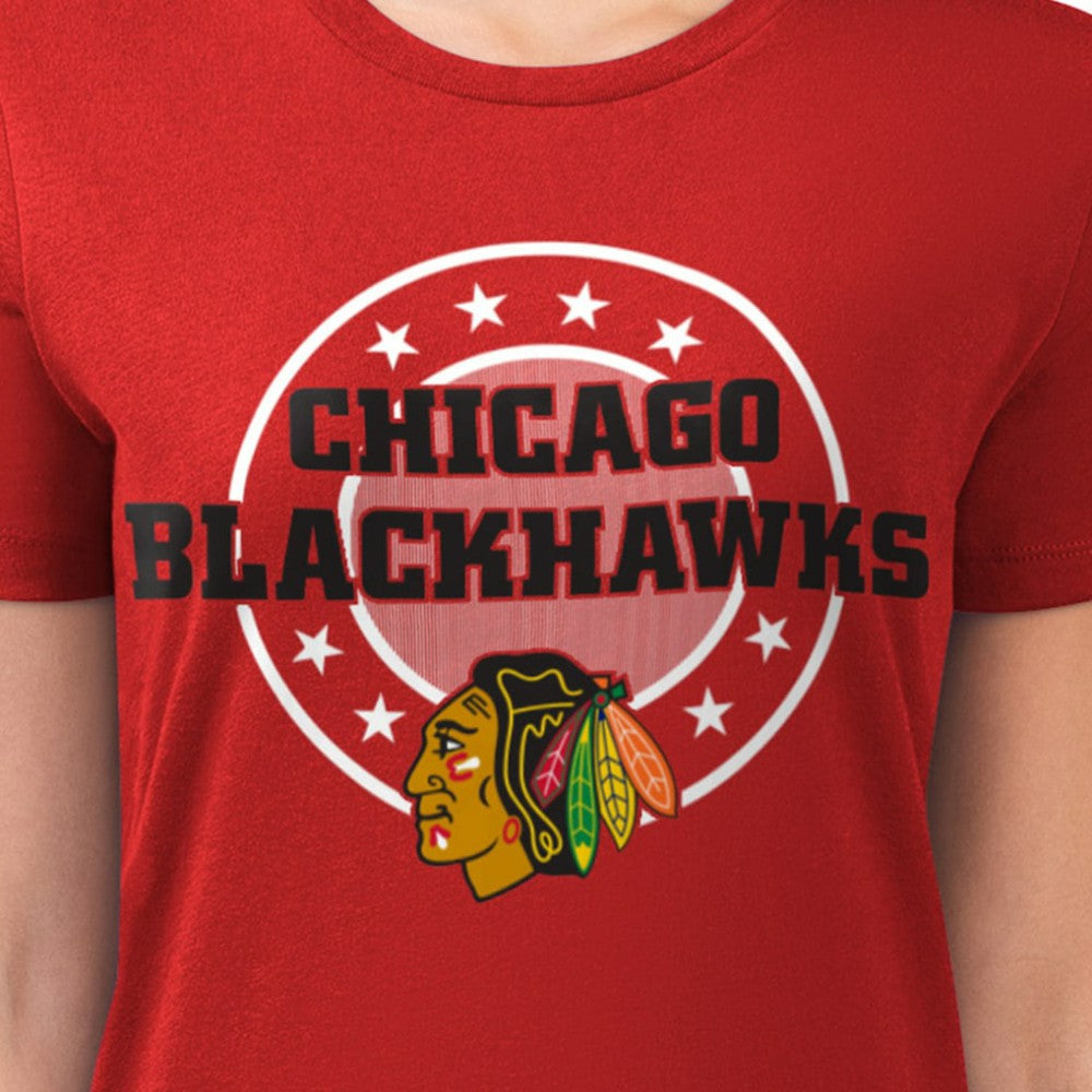 Chicago Blackhawks G-III 4Her by Carl Banks Women's Super-Slim Lightweight Pinstripe Circle Graphic T-Shirt