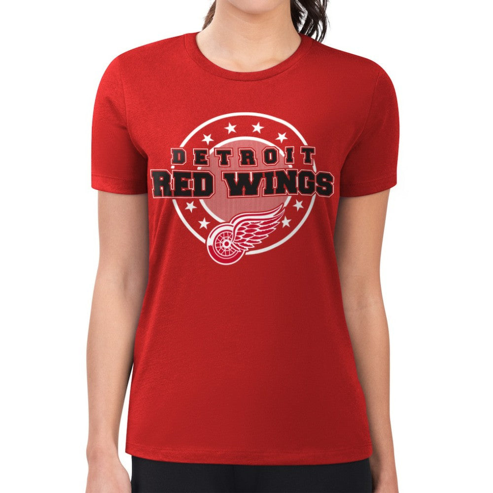 Detroit Red Wings G-III 4Her by Carl Banks Women's Super-Slim Lightweight Pinstripe Circle Graphic T-Shirt