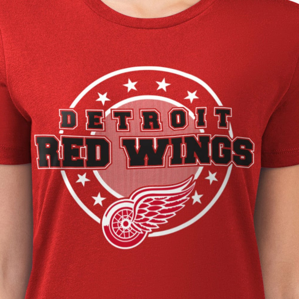 Detroit Red Wings G-III 4Her by Carl Banks Women's Super-Slim Lightweight Pinstripe Circle Graphic T-Shirt
