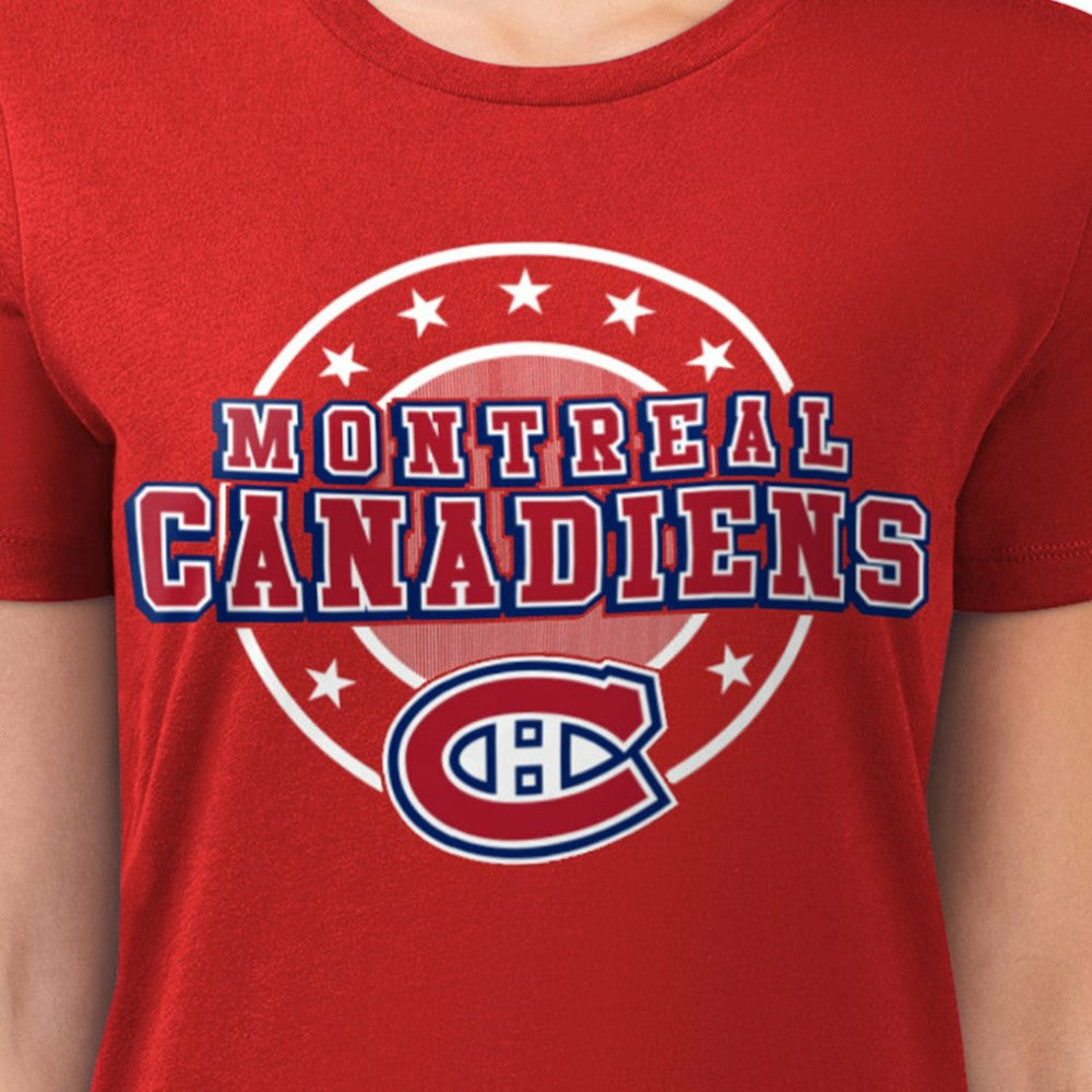 Montreal Canadiens G-III 4Her by Carl Banks Women's Super-Slim Lightweight Pinstripe Circle Graphic T-Shirt