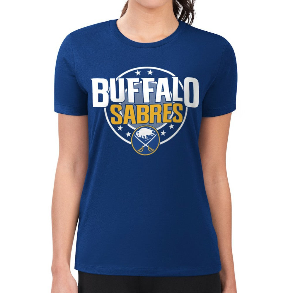 Buffalo Sabres G-III 4Her by Carl Banks Women's Super-Slim Lightweight Pinstripe Circle Graphic T-Shirt