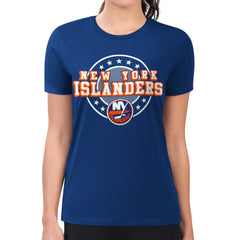 New York Islanders G-III 4Her by Carl Banks Women's Super-Slim Lightweight Pinstripe Circle Graphic T-Shirt