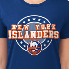 New York Islanders G-III 4Her by Carl Banks Women's Super-Slim Lightweight Pinstripe Circle Graphic T-Shirt