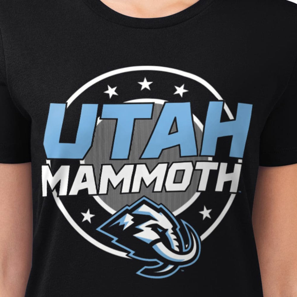 Utah Mammoth G-III 4Her by Carl Banks Women's Super-Slim Lightweight Pinstripe Circle Graphic T-Shirt