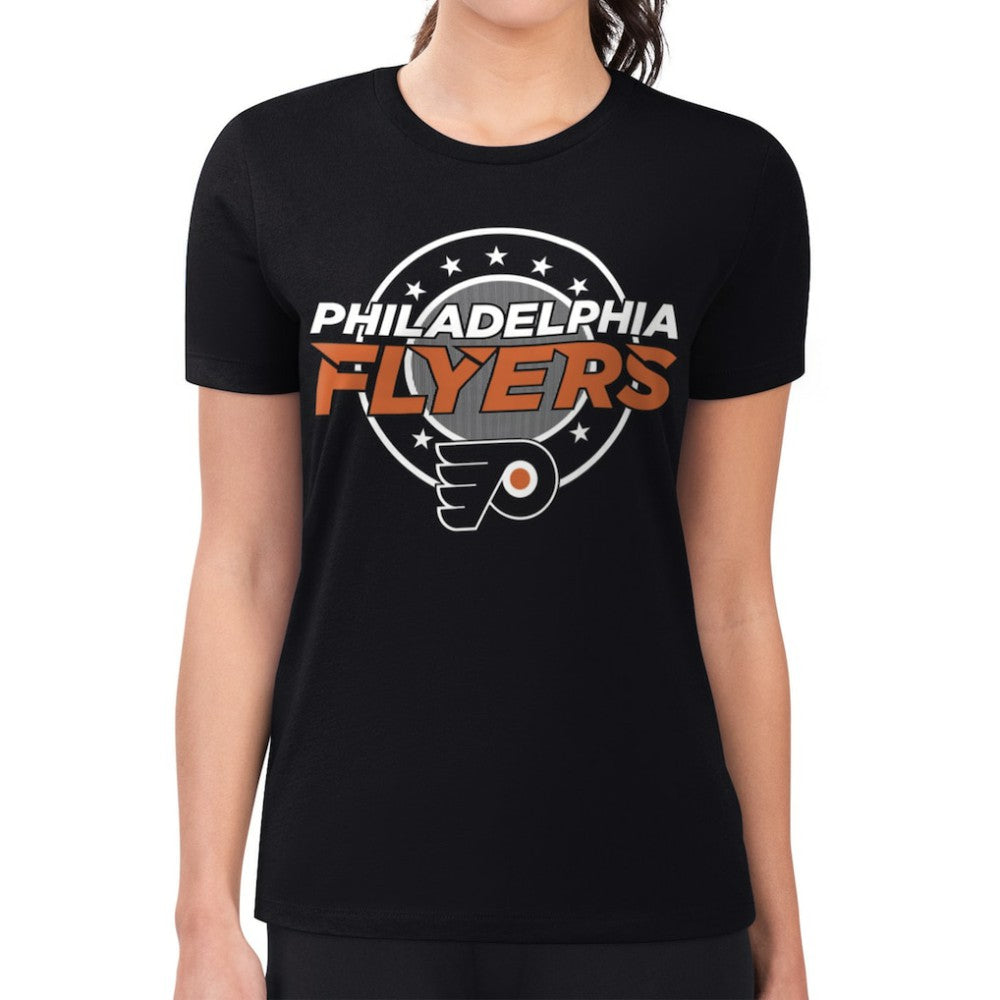 Philadelphia Flyers G-III 4Her by Carl Banks Women's Super-Slim Lightweight Pinstripe Circle Graphic T-Shirt