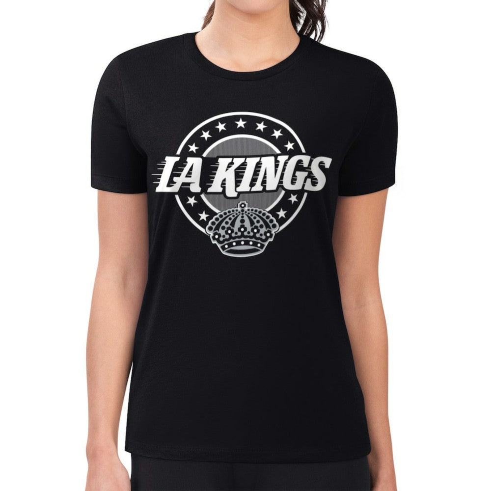 Los Angeles Kings G-III 4Her by Carl Banks Women's Super-Slim Lightweight Pinstripe Circle Graphic T-Shirt